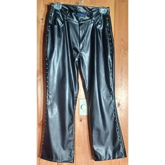 RAG Faux Leather Motorcycle Jacket and Pants with Rhinestones Women's size 9 - Picture 5 of 8